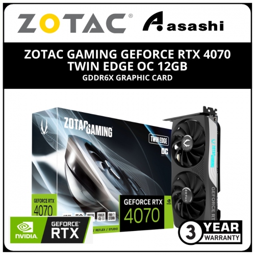 ZOTAC GAMING GeForce RTX 4070 Twin Edge OC 12GB GDDR6X Graphic Card (ZT  D40700H 10M), ZT D40700H 10M, Asashi Technology Sdn Bhd (332541-T)