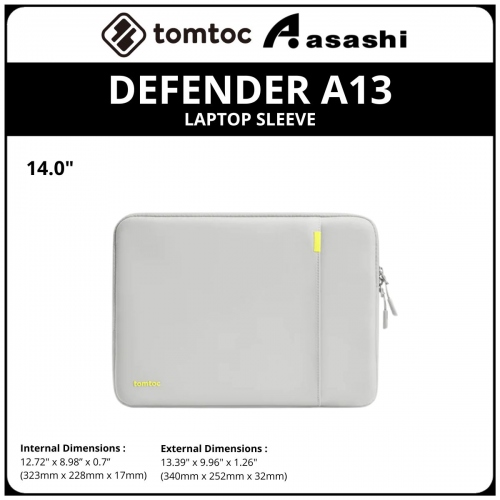 Tomtoc A13D3G1 (Grey) DEFENDER A13 14inch Laptop Sleeve