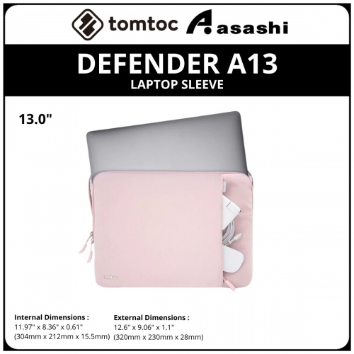 Tomtoc A13C2P1 (Pink) DEFENDER A13 13Inch Laptop Sleeve (MACBOOK)