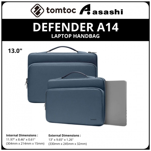 Tomtoc A14C2B1 (Dark Blue) DEFENDER A14 13inch Laptop Handbag (MACBOOK)