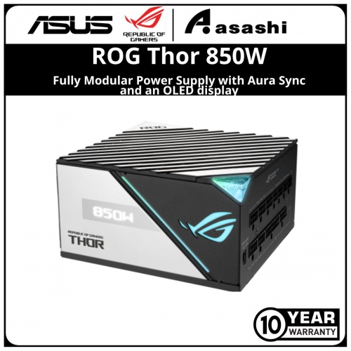 ASUS ROG Thor 850W P2 80+ Platinum, Fully Modular Power Supply with Aura Sync and an OLED display - 10 Years Warranty