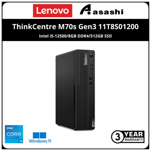 Lenovo ThinkCentre M70s Gen3 Commercial Desktop-11T8S01200- (Intel i5-12500/8GB DDR4/512GB SSD/No-DVD/Keybaord&Mouse/Win 11 Pro DG Win 10 Pro/3Y NBD)