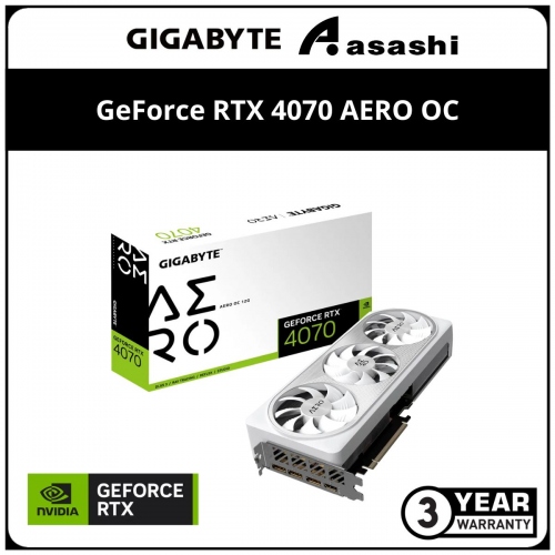 GIGABYTE GeForce RTX 4070 AERO OC 12GB GDDR6X White Edition Graphic Card (GV-N4070AERO OC-12GD)