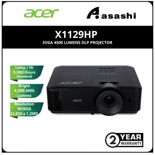 Acer X1129HP SVGA(800x600) 4800lm DLP Projector (VGA, RCA, HDMI, AUXI) Built-in SPK - 2yrs Warranty *Lamp 1yr or 1K Hours