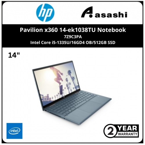 HP Pavilion x360 14-ek1038TU Notebook-7Z9C3PA-(Intel Core i5-1335U/16GD4 OB/512GB SSD/14