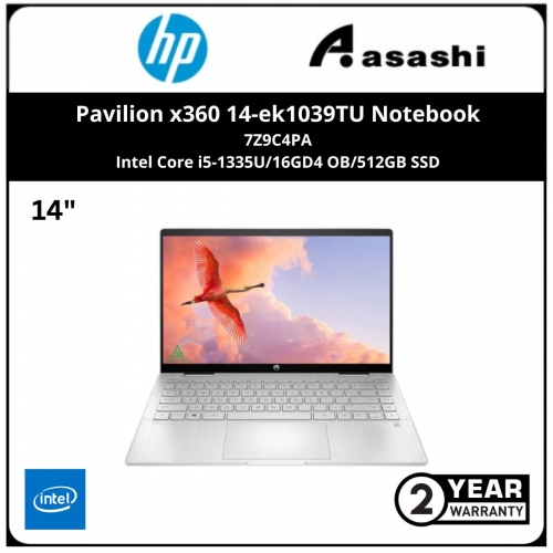 HP Pavilion x360 14-ek1039TU Notebook-7Z9C4PA-(Intel Core i5-1335U/16GD4 OB/512GB SSD/14