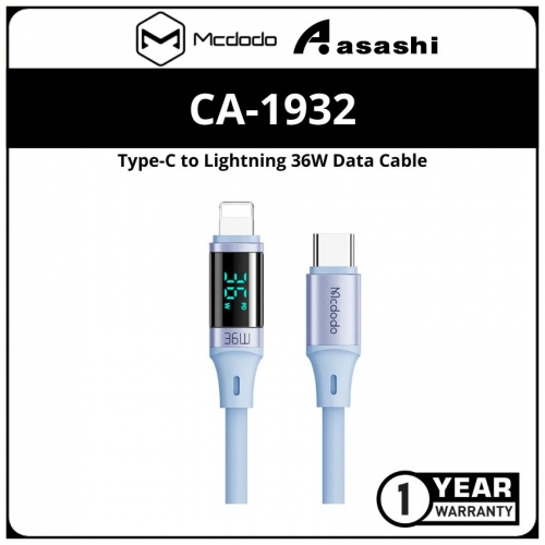 Mcdodo CA-1932 Digital HD Silicone Type-C to Lightning 36W Data Cable 1.2M
