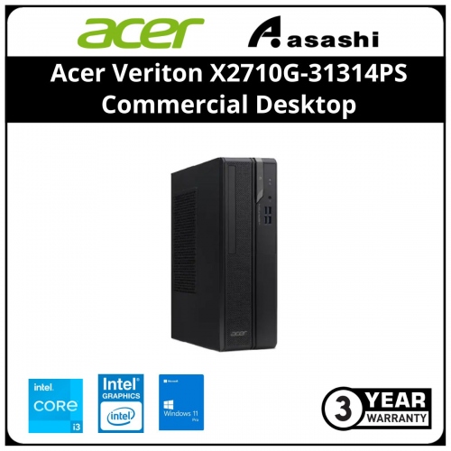 Acer Veriton X2710G-31314PS Commercial Desktop (Intel Core i3-13100/4GB D4/256GB SSD/Intel UHD Graphic/Wifi + BT/Win11Pro/3Y NBD)