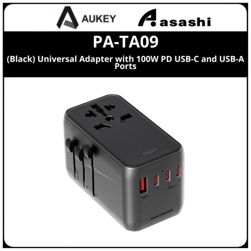 AUKEY PA-TA09 (Black) Universal Adapter with 100W PD USB-C and USB-A Ports