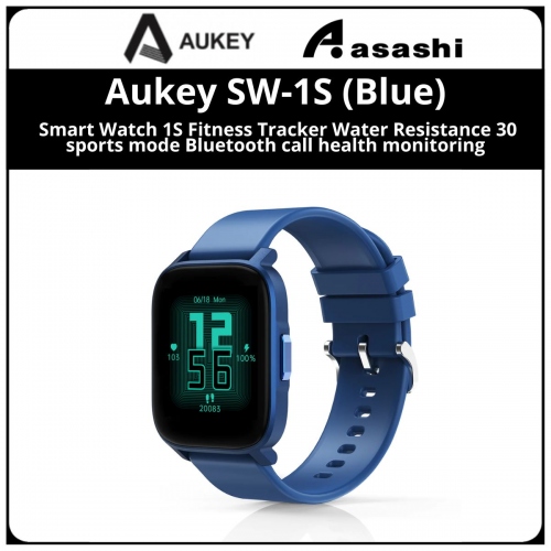 Aukey SW-1S (Blue) Smart Watch 1S Fitness Tracker Water Resistance 30 sports mode Bluetooth call health monitoring