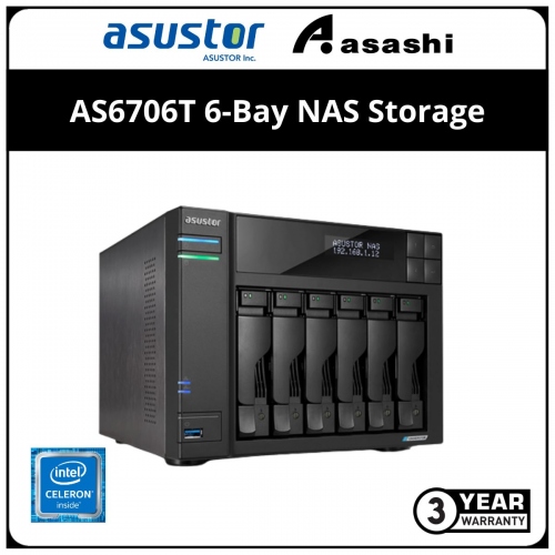 ASUSTOR AS6706T 6-Bay NAS Storage (Intel Celeron N5105 2.9Ghz QC, 8GB DDR4, 2 x 2.5GbE)