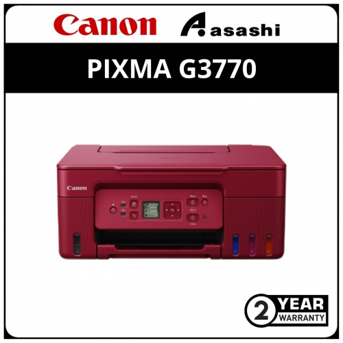Canon G3770 A4 Ink Efficient Printer (Print,Scan,Copy, Wifi Direct) 2 Yrs Warranty or 30,000pages whichever comes first (Red)