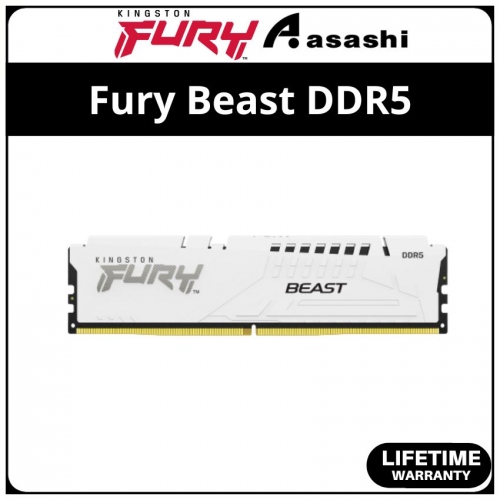 Kingston Fury Beast White DDR5 16GB 5200MHz CL40 XMP Support Performance PC Ram - KF552C40BW-16