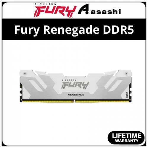 Kingston Fury Renegade White DDR5 16GB 6000Mhz CL32 XMP Support Performance PC Ram - KF560C32RW-16