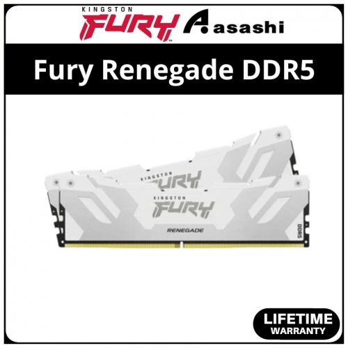 Kingston Fury Renegade White DDR5 32GB(2x16GB) 6400Mhz CL32 XMP Support Performance PC Ram - KF564C32RWK2-32