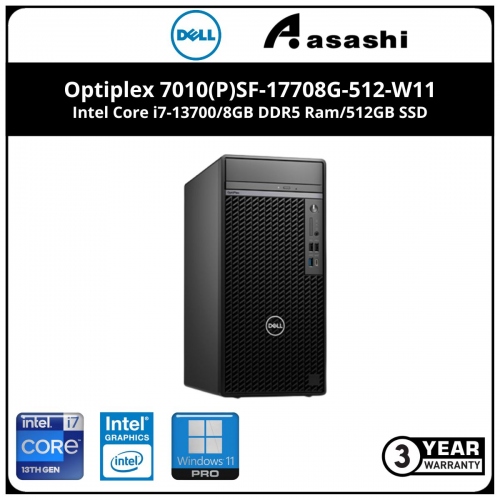 Dell Optiplex 7010(P)SF-17708G-512-W11 Commercial Desktop-(Intel Core i7-13700/8GB DDR5 Ram/512GB SSD/Intel UHD Graphic/Key&Mouse/Wifi+BT/Win11Pro/3Yrs)