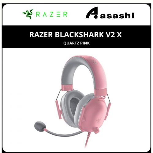 PROMO - Razer BlackShark V2 X - Quartz Pink (Triforce Titanium Drivers, HyperClear Mic, 7.1 Surround, Leatherette Mem-foam Ear Cushions)