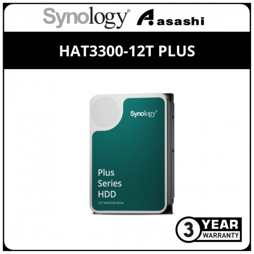 Synology HAT3300-12T Plus 12TB HDD SATA III 6Gb/s 7200 RPM 256MB Cache 3.5