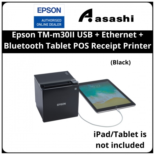 Epson TM-m30II USB + Ethernet + Bluetooth Tablet POS Receipt Printer (Black)(C31CJ27312)