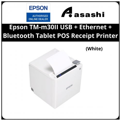 Epson TM-m30II USB + Ethernet + Bluetooth Tablet POS Receipt Printer (White)(C31CJ27311)