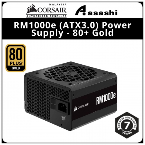 Corsair RM1000e (ATX3.0) Power Supply - 80+ Gold, Fully Modular, 7 Years Warranty