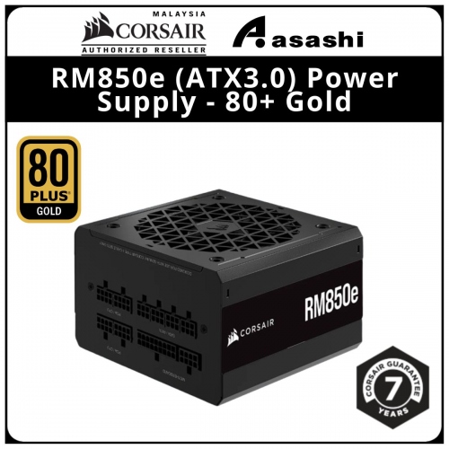 Corsair RM850e (ATX3.0) Power Supply - 80+ Gold, Fully Modular, 7 Years Warranty