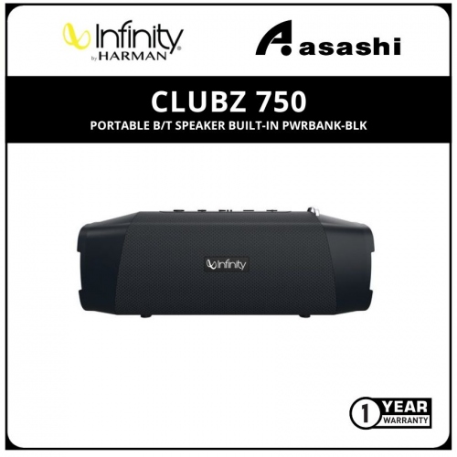 Infinity Clubz 750 Portable b/t Speaker Built-In Pwrbank-Blk