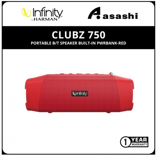 Infinity Clubz 750 Portable b/t Speaker Built-In Pwrbank-Red