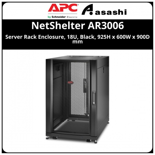 APC NetShelter SX, Server Rack Enclosure, 18U, Black, 925H x 600W x 900D mm (AR3006)
