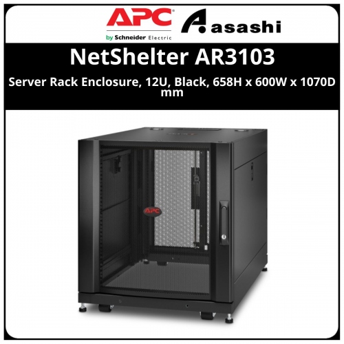 APC NetShelter SX, Server Rack Enclosure, 12U, Black, 658H x 600W x 1070D mm (AR3103)