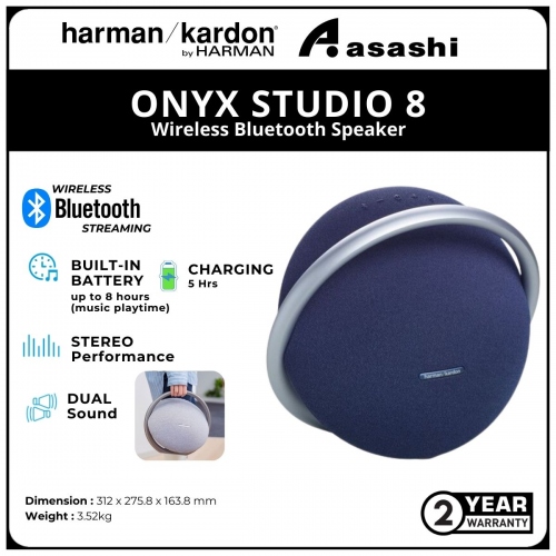 Harman Kardon Onyx Studio 8 (Wireless Bluetooth) Speaker -Blue