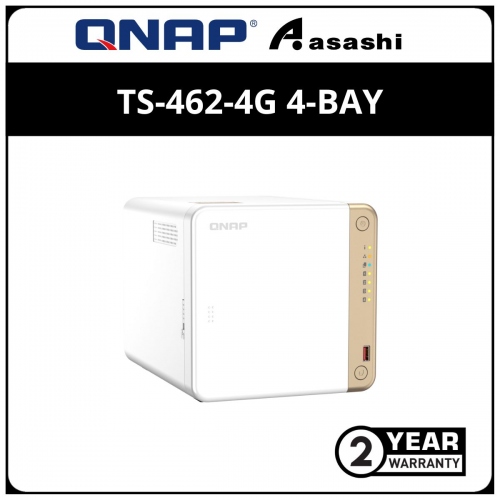 Qnap TS-462-4G 4-Bay NAS System (Intel® Celeron® N4505 2-core/2-thread processor, burst up to 2.9 GHz, 4GB DDR4,2 x USB 3.2 Gen2, 1 x 2.5 GbE)