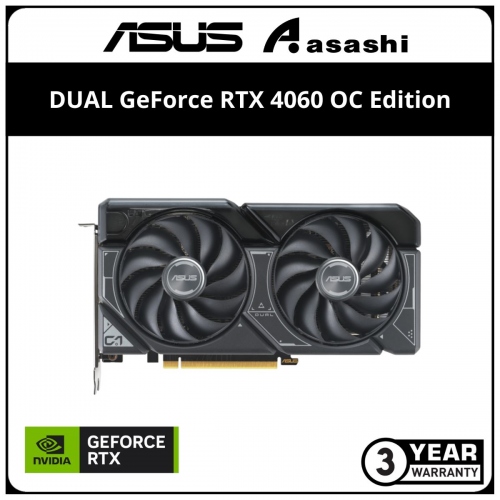 ASUS DUAL GeForce RTX 4060 OC Edition 8GB GDDR6 Graphic Card (DUAL-RTX4060-O8G)