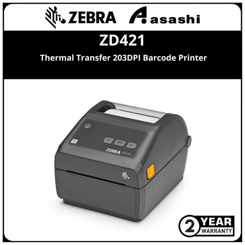 Zebra ZD421 Thermal Transfer 203DPI Barcode Printer(USB & Bluetooth 5.0) (ZD4A042-30PM00EZ)(Warranty Printer 2 year, Printhead 6 Month)