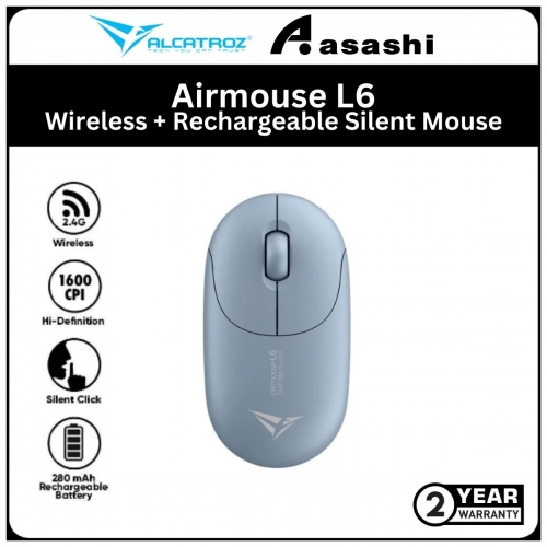 Alcatroz Airmouse L6 Blue Wireless + Rechargeable Silent Mouse