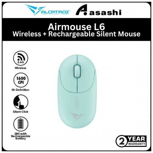 Alcatroz Airmouse L6 Mint Wireless + Rechargeable Silent Mouse