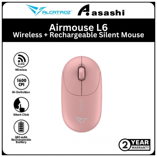 Alcatroz Airmouse L6 Peach Wireless + Rechargeable Silent Mouse
