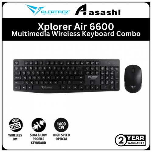 Alcatroz Xplorer Air 6600 Black Multimedia Wireless Keyboard Combo
