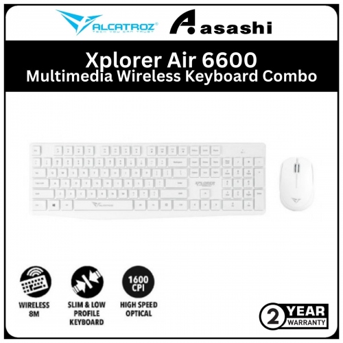 Alcatroz Xplorer Air 6600 White Multimedia Wireless Keyboard Mouse