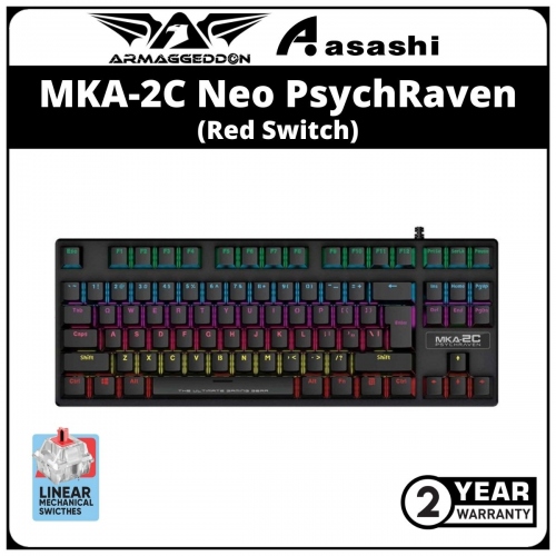 PROMO - Armaggeddon MKA-2C Neo PsychRaven (87Keys) Black Linear Mechanical Gaming Keyboard - Red Switch