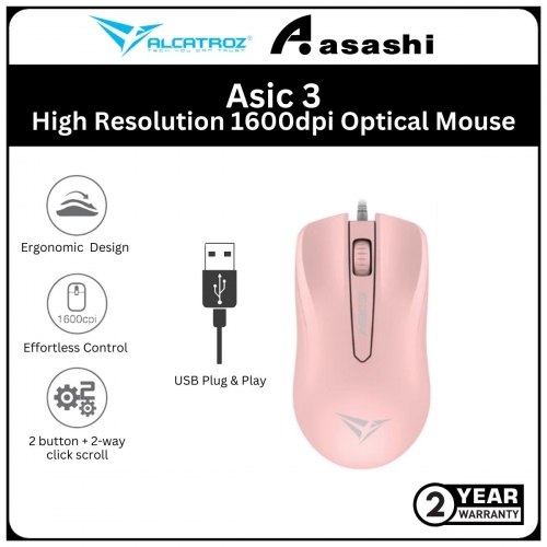 Alcatroz Asic 3 Peach High Resolution 1600dpi Optical Mouse