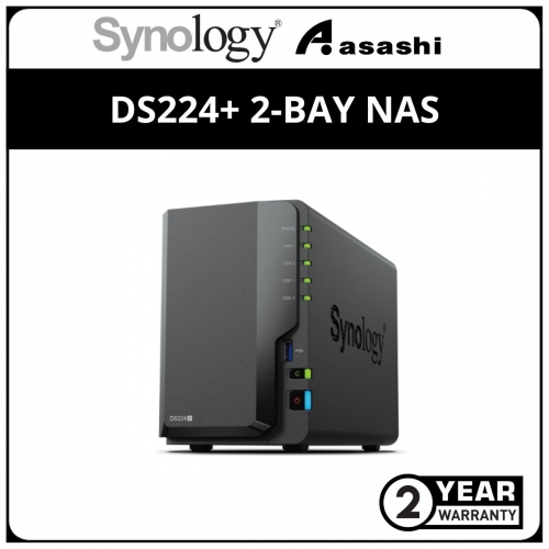 Synology DS224+ 2-Bay NAS - (Intel Celeron J4125 2.7 Processor , 2GB DDR4,2 x GbE, 2 * USB 3.2 Gen 1)