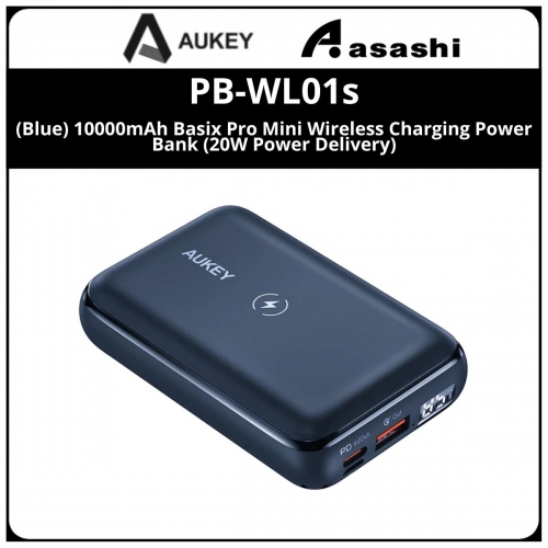 AUKEY PB-WL01S (Blue) 10000mAh Basix Pro Mini Wireless Charging Power Bank (20W Power Delivery)
