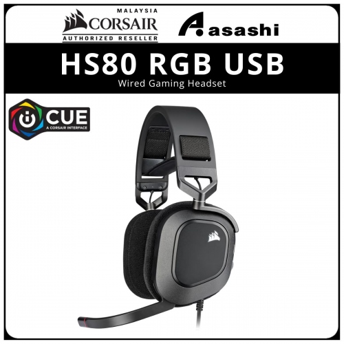 Corsair HS80 RGB USB Wired Gaming Headset - Carbon (USB) CA-9011237-AP