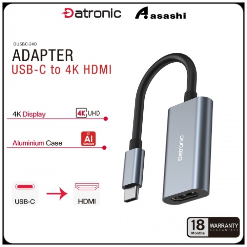 Datronic DUSBC-240 USB-C to 4K HDMI Adapter - 18Months Warranty