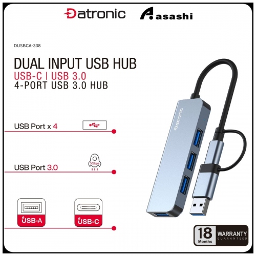 Datronic DUSBCA-338 2in1 USB-C & USB3.0 to USB3.0 x 4 HUB - 18Months Warranty