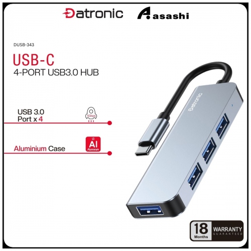 Datronic DUSB-343 USB-C to USB3.0 x 4 HUB - 18Months Warranty