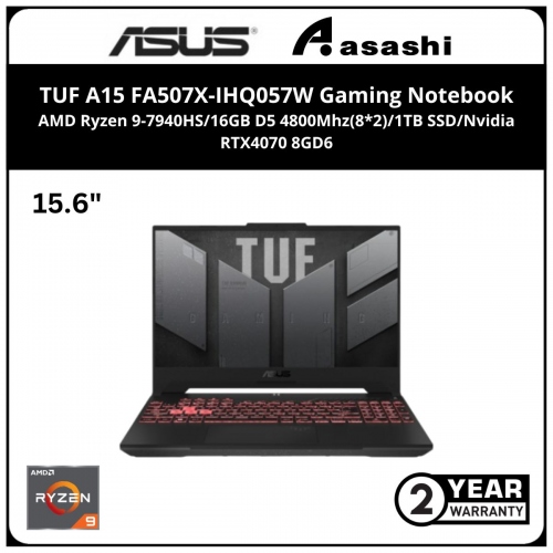 Asus TUF A15 FA507X-IHQ057W Gaming Notebook - (AMD Ryzen 9-7940HS/16GB D5 4800Mhz(8*2)/1TB SSD/15.6