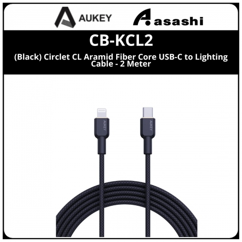 AUKEY CB-KCL2 (Black) Circlet CL Aramid Fiber Core USB-C to Lighting Cable - 2 Meter