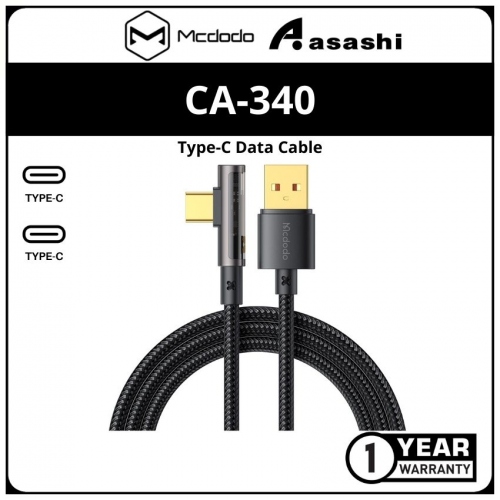 Mcdodo CA-3400 Prism Series 100W Type-C to Type-C 90 Degree Transparent Data Cable 1.2M